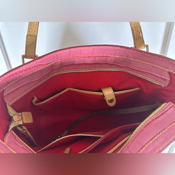 Dooney & Bourke Pink Croc-Embossed Tote Bag - Picture 9 of 12